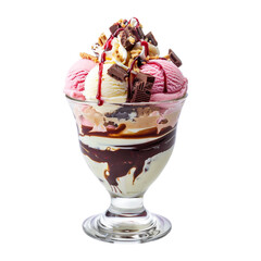 ice cream sundae in glass on transparent background
