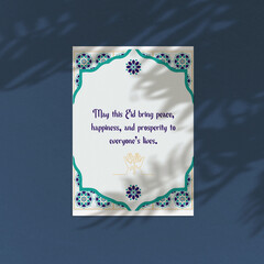 Ramadan Eid Card : Digital Card with High-Quality PDF and PNG, Front and Back Included