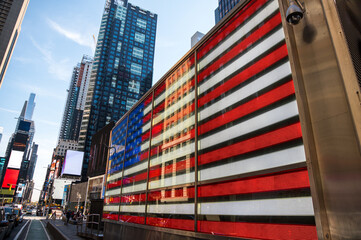 Digital American flag display in New York city