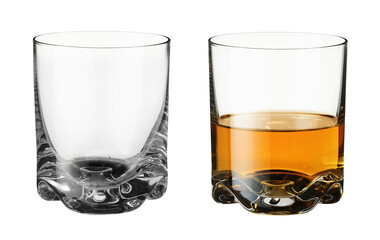 Glass of whiskey and empty one isolated on white
