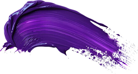 Vivid Purple Paint Stroke Isolated on Transparent Background - Artistic Design Element