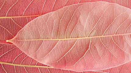 Detailed view of intricate pink leaf skeleton texture for captivating background design