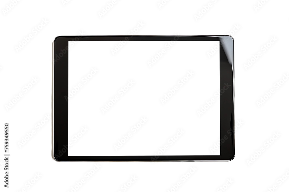 Wall mural the tablet computer has a blank white screen and a transparent background. screen display for mockup