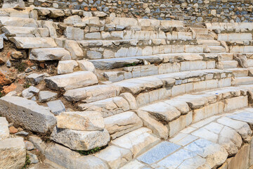 Ancient amphitheater in the city of Ephesus. Background with selective focus and copy space