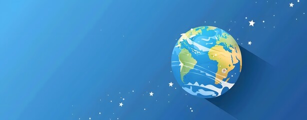 Earth globes isolated on blue background. planet Earth icon. big copy space. banner, advertising, earth day.	