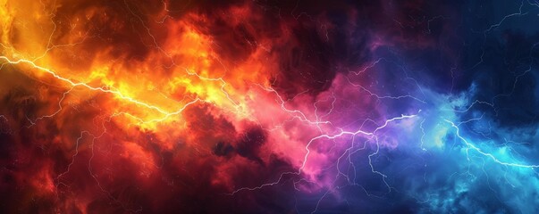 Abstract Fiery and Icy Lightning Background - obrazy, fototapety, plakaty