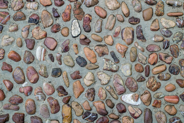Pebble stone floor texture with beautiful natural stone decoration colour