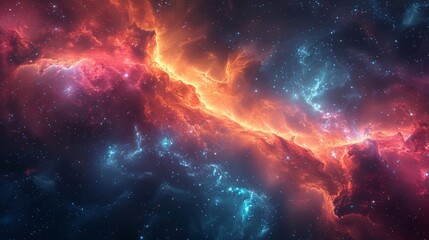 Colorful space nebula with star clusters