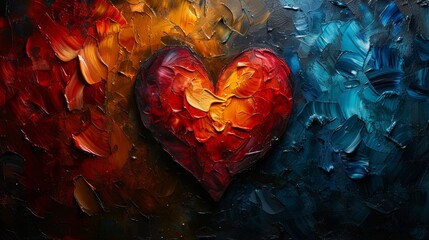 Abstract colorful heart painting