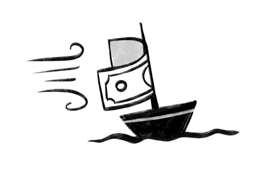 US dollar sailing. Economic financial growth and currency stability.