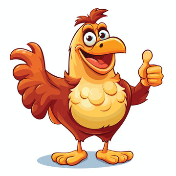 Cartoon chicken giving the thumbs up. Vector clip