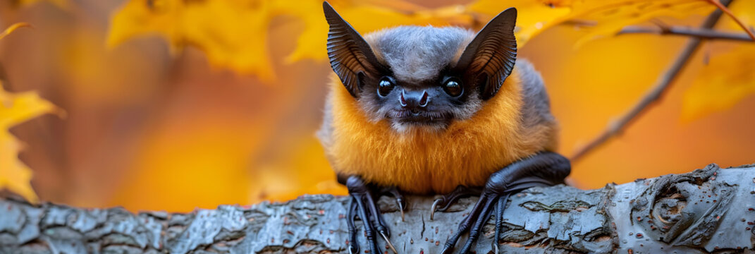 lose up  of bat on a tree branch in forest ,
Image of a big bat are flapping their wings in the dark birds wildlife animals