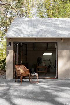 Bi fold doors opening onto a country courtyard