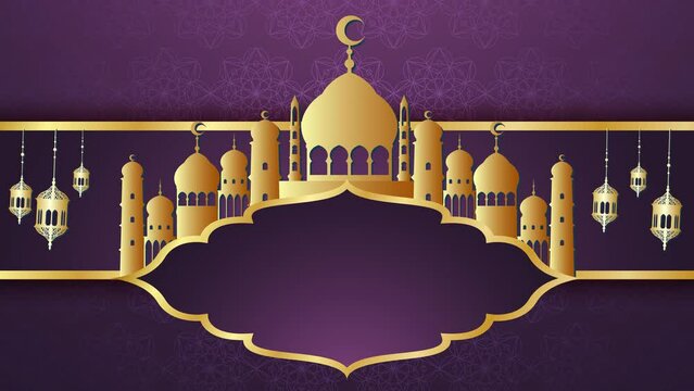 Islamic Background Animation with hanging latern, mosque, Looping animation Suitable for  for invitation, Ramadan, Eid, Mawlid, Meraj, 4K