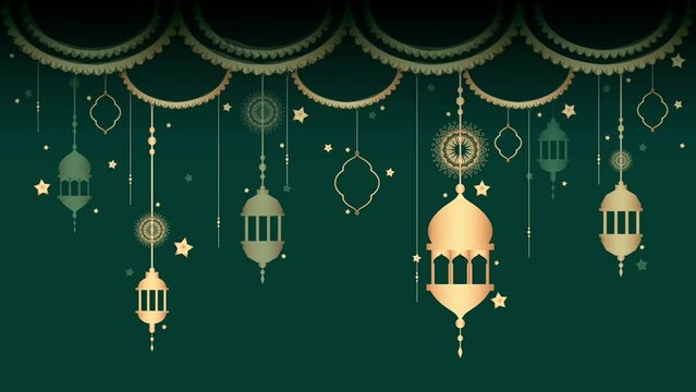 Islamic Background Animation with mandala and hanging latern, Looping animation Suitable for  for invitation, Ramadan, Eid, Mawlid, Meraj, 
