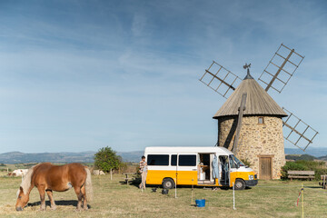 Camper van in nature vacation