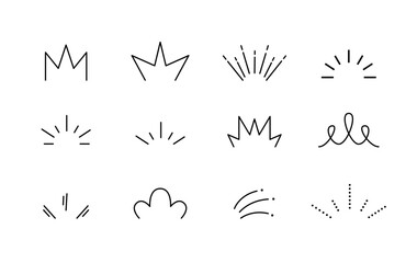 Editable Stroke Comic Doodle Decorative Design Elements Set. Vector Embellishment for Lettering. Scribbles and Scrawls Hand Drawn Line Collection.