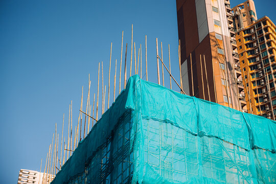 Construction Site with Protective Netting