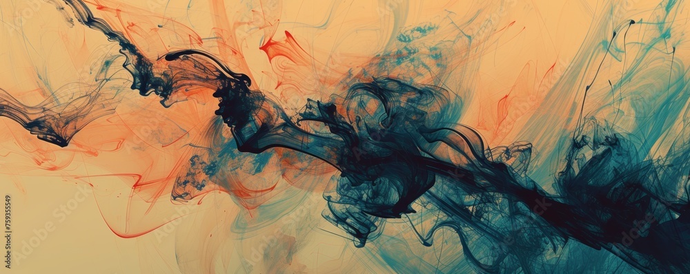 Poster Abstract colorful smoke patterns on dark background