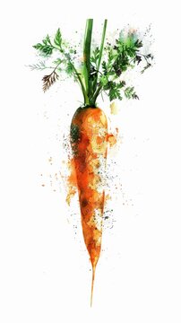 Artistic watercolor painting of a carrot