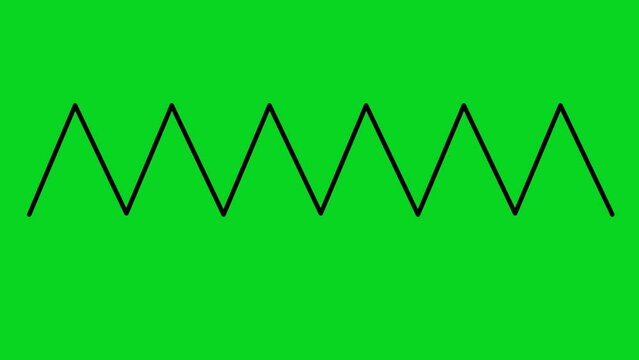video animation drawing zig zag outline shape, on a green key chroma background