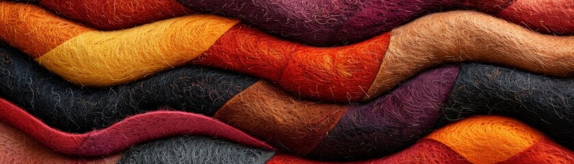 Textured Quilt of Warm Hues, Evoking Coziness and Artistic Creativity - obrazy, fototapety, plakaty