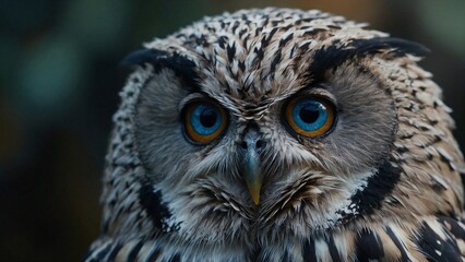 Un hermoso búho con los ojos azules