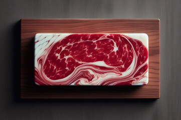 Un pieza rectangular de carne sobre una tabla de madera