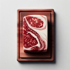 Un pieza rectangular de carne sobre una tabla de madera
