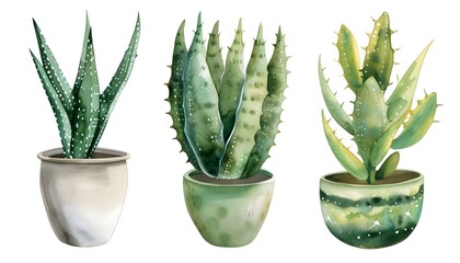 Exotic natural vintage watercolor cactus