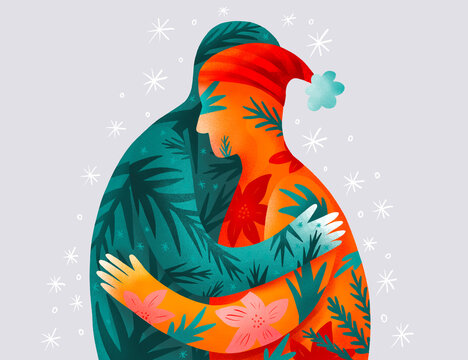 Concept of celebrations of the Christmas holiday together
