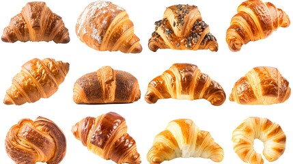 Croissant collection isolated on a white background
