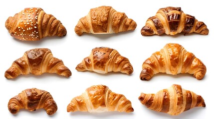 Croissant collection isolated on a white background
