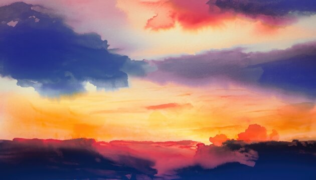 abstract watercolor background sunset sky