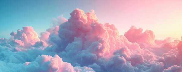 Pink clouds in the sky fluffy cotton background - obrazy, fototapety, plakaty