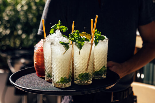 Array of Exquisite Cocktails Served