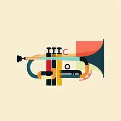 trumpet flat illustration wallpaper