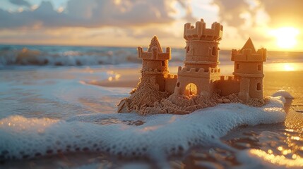 There is another small sandcastle next to the sandcastle