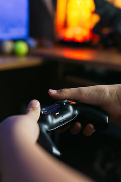 Professional gamer playing video games.
