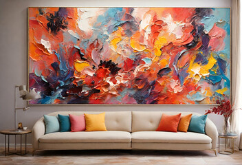 A beautiful mural in a beautiful living room