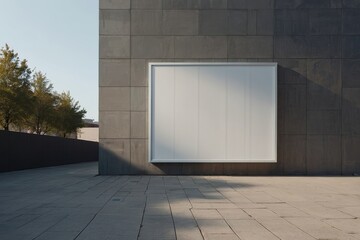 mockup of an empty, blank poster on the side of a building, ray tracing.