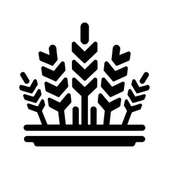"Rice Field Icon Vector" Symbolizes The Interconnectedness Of Nature And Rural Farm Life, Focusing On Paddy Cultivation.