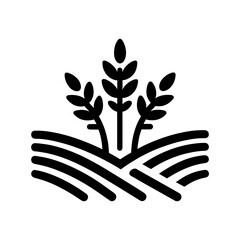 "Rice Field Icon Vector" Showcases The Simplicity Of Rural Agriculture Through A Stylized Representation Of A Paddy Landscape.