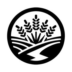 "Rice Field Icon Vector" Conveys The Essence Of A Rural Landscape, Highlighting Paddy Fields As A Cornerstone Of Agricultural Life.