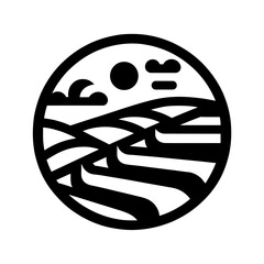 "Rice Field Icon Vector" Depicts A Digital Illustration Combining Nature And Agriculture In A Rural Landscape Scene