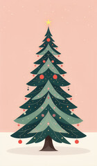 Obraz premium merry christmas background with trees and snowflakes or merry christmas trees and snowflakes or merry christmas background with trees or seamless christmas pattern, christmas card with christmas tree
