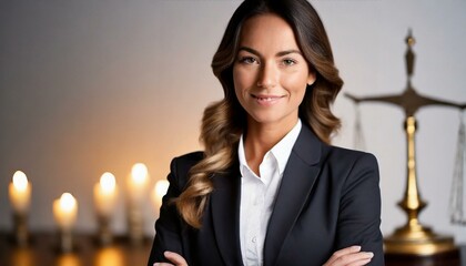 Abogada en primer plano con iluminaci&oacute;n de estudio