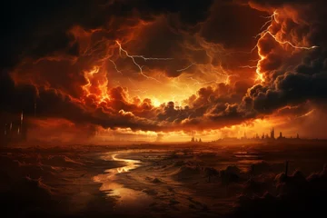 Meubelstickers 天の逆鱗に触れる雷光: 嵐の中心で輝く生命の火花 11 © Vira
