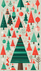 merry christmas seamless pattern or merry christmas tree seamless pattern or merry christmas seamless background or merry christmas wallpaper or flat design tree merry christmas