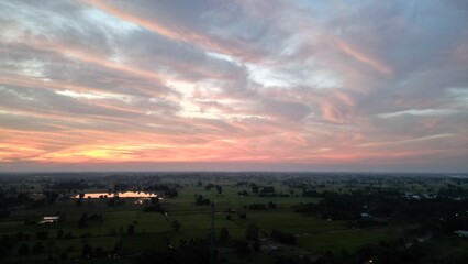 Sunset over the city of Thailand